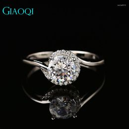 Bagues en grappe GIAOQI S925 en argent sterling 1 ronde excellente coupe D couleur diamant Moissanite Meet Love bague de mariage pour bijoux féminins