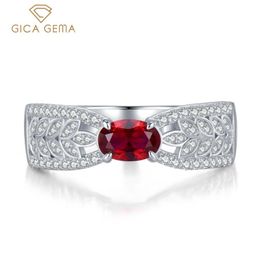 Cluster Anneaux Gica Gema 925 Sterling Silver Ruby High Carbon Diamond Bowknot Pour Les Femmes Sparkling Wedding Party Fine Jewelry WholesaleCluster