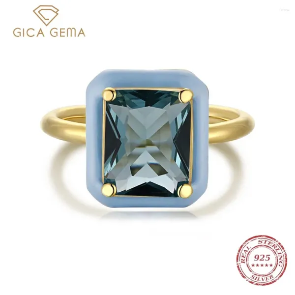 Cluster anneaux Gica Gema Fantastic 925 Sterling Silver Created Moisanite Rectangle Gemstone For Women Jewelry Birthday Ordin