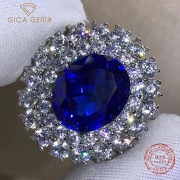 Bagues de cluster Gica Gema Real 925 Sterling Silver Ovale 5CT Sapphire Créé Moissanite Anniversaire Bague pour femmes Cadeaux élégants Drop