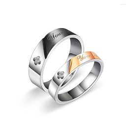 Cluster Ringen Cadeau Voor Mannen Vrouwen Love Forever Paar Ring Van Staal Zirconia Bruiloft Sieraden Anneau Nuevos Anillos