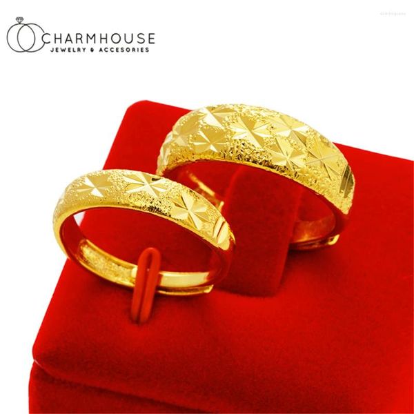 Anillos de racimo Conjunto de pareja de color dorado para mujer Hombre Estrella Anillo abierto Anillo ajustable Bague Banda de boda Compromiso Joyería Accesorio