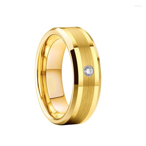 Bagues en grappe Bague en or pour femmes Bandes de mariage en tungstène Mens Love Alliance Unique Cz Diamond Gents Finger Promise Couples