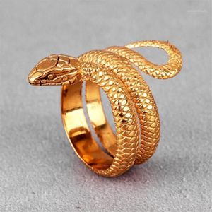 Clusterringen Goud Slang Dier Roestvrij staal Heren Punk Hip Hop Uniek Trendy Voor mannelijk vriendje Sieraden Creativiteit Cadeau Wholesa290S