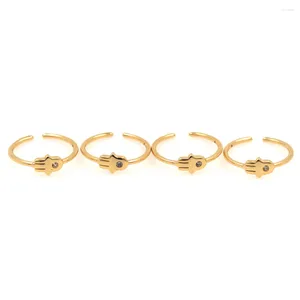 Cluster Anneaux Golden remplis Hamsa Women's Ring Girls Amulet Fatima Hand Jewelry Gift Wholesale Fine Circle