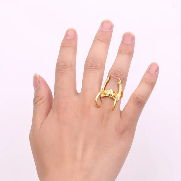 Anillos de racimo Anillo de cuerno de oro Película clásica Misma joyería Hip-hop Personalidad Hombres Ajustable Simple Salvaje Accesorios creativos Regalo