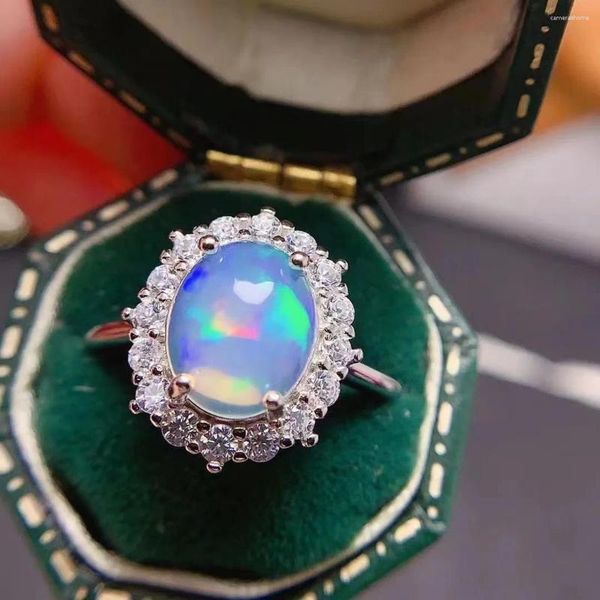 Bagues de cluster bon prix 925 argent sterling 8mm 10mm opale naturelle articles gratuits bijoux pour femmes
