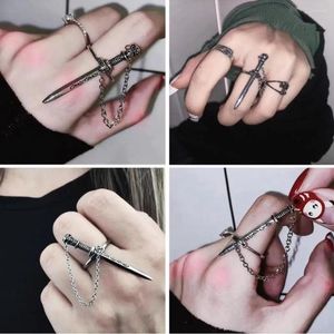 Cluster Ringen Goth Donkere Stijl Zwart Kruis Zwaard Voor Vrouwen Vintage Rvs Ketting Schedel Kwastje Punk Sieraden Persoonlijk Cadeau
