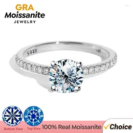 Cluster anneaux Gra luxe 1-5ct diamant Moisanite pour femmes Big Solitaire Wedd