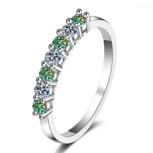 Cluster Ringen GRA Echte Moissanite Diamond Solitaire Stapelbaar Voor Vrouwen 925 Sterling Zilveren Bruiloft Band Trendy Mode Fijne Sieraden