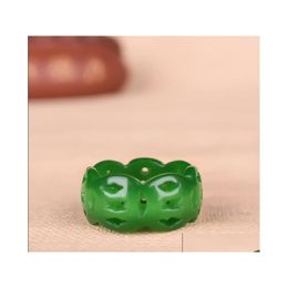 Clusterringen Green Jade Ring Crafts Sieraden Chinees Can Cued Fashion Natural Amet Jadeite Charm Gifts Drop Delivery Dhdoh
