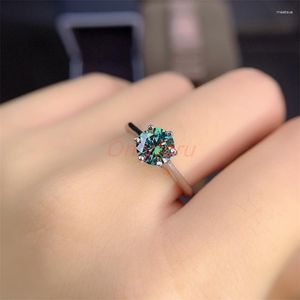 Cluster ringen groene Moissanite 1ct echte ring verloving 925 zilver voor vrouwen vriendin verjaardagscadeau