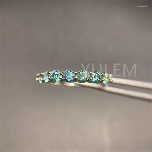 Cluster ringen groene Moissanite trouwring sterling zilver VVS1 diamant halve eeuwigheid stapelbare ring voor vrouwen