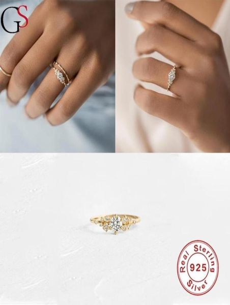 Cluster Anneaux GS 925 Sterling Silver Diamond Snowdrift Ring exquis Elegant Allmatch Dernière mode pour les femmes Fine Jewelry Acce42633134