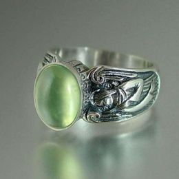 Cluster ringen beschermengel ring Mint groen zwart Maansteen ring voor vrouw Vintage mannen stenen ring Boho sieraden cadeau aan vriendin 230424