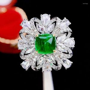 Bagues de cluster Guild HJY Colombie Origine Pure 18K Bijoux en or 1,38ct Vert Emerald Gemstones Diamants Femme pour femmes Fine