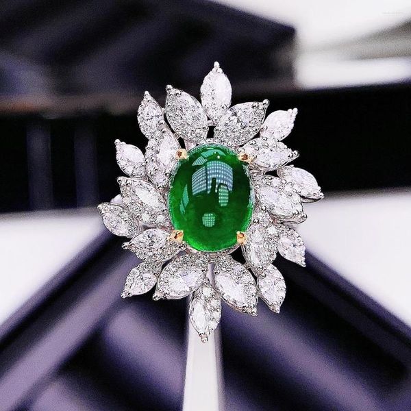 Anillos de racimo GUILD HJY Colombia Origen Puro 18K Joyería de oro 2.57ct Piedras preciosas de esmeralda verde Diamantes Femeninos para mujeres Fino