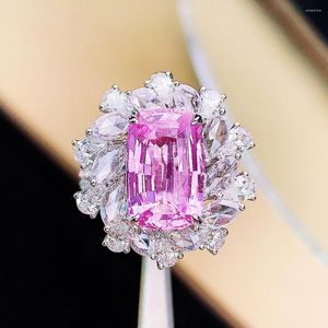 Cluster ringen gilde hjy roze saffierring echt puur 18k natuurlijke padparadscha edelstenen 5.56ct diamanten steen vrouw