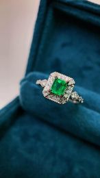 Clusterringen Guild Jy Colombia Solid 18K White Gold Nature Green Emerald 0