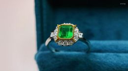 Clusterringen Guild Jy Colombia Solid 18K White Gold Nature Green Emerald 0,56ct voor vrouwen verjaardagscadeautjes fijne sieraden