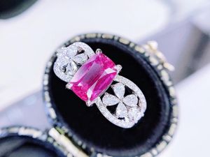Cluster ringen gilde roze saffierring echt puur 18k natuurlijke edelstenen 2.1ct diamanten steen vrouw