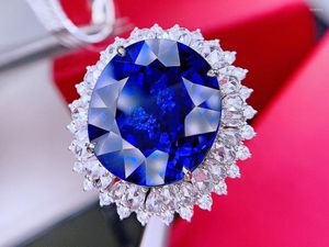 Clusterringen Guild Tanzanite Ring Pure 18K Gold Natural Gemstones 34.02ct Diamonds Female Anniversary Gift Fine