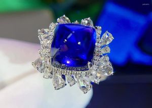 Clusterringen H317 Tanzanite Ring Fijne sieraden Pure 18K Goud Natuurlijke edelstenen 11.5ct Diamanten vrouwelijk jubileumgeschenk