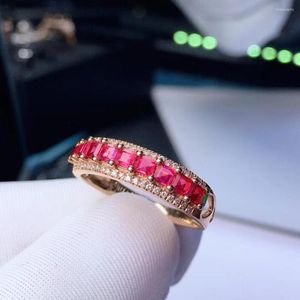 Bagues de grappe H624 bijoux fins véritable or 18 carats AU750 spinelle rouge naturel 2.7ct pierres précieuses diamants femme cadeau d'anniversaire
