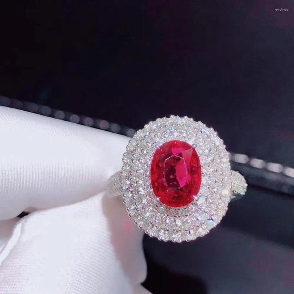 Anillos de racimo H710 Natural 2.03ct Anillo de rubí rojo Diamantes Joyería Aniversario Mujer para mujer fina