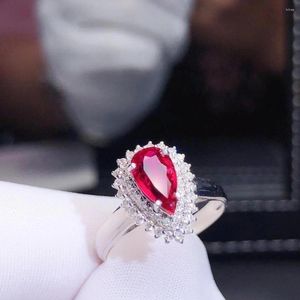 Clusterringen H919 Natuurlijke 1.03ct Red Ruby Ring Diamonds Juweljarig jubileum Female's For Women's Fine