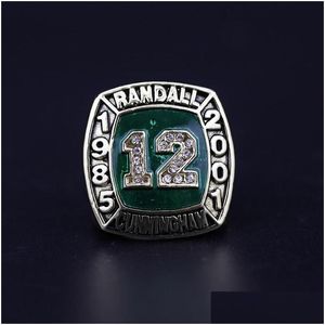 Clusterringen Hall Of Fame Randall Cunningham 12 American Football Team Champions Championship Ring met houten kist Set Souvenir Fan M Dhdrk