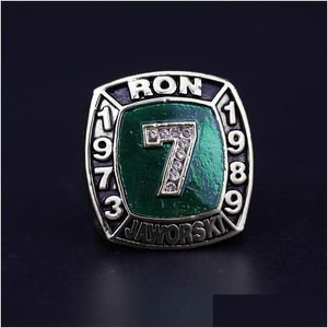 Clusterringen Hall Of Fame Ron Jaworski 7 American Football Team Champions Championship Ring met houten kist Set Souvenir Fan Mannen Cadeau Dhxyt