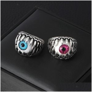 Cluster ringen Halloween Evil Eye Mens individuatie Creative Blue Red Eyeball For Women Fashion Punk Jewelry Accessories Gift Drop de Dhsha