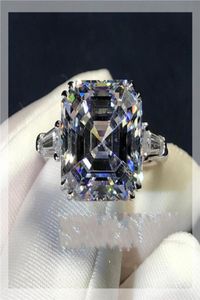 Anillos de racimo Hecho a mano Asscher Cut 6ct Lab Diamond Ring 925 Sterling Silver Bijou Compromiso Banda de boda para mujeres Fiesta nupcial J8905351