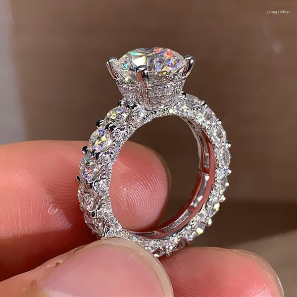 Anillos de racimo Anillo de dedo de diamante de laboratorio hecho a mano Anillo de boda de fiesta lleno de oro blanco para mujeres Hombres Promesa Regalo de joyería de compromiso