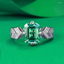 Cluster anneaux Handmade Lab Lab Emerald Diamond Ring Real 925 Sterling Silver Party Band pour femmes Men Promise Bijoux