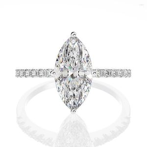 Bagues de cluster faites à la main Marquise Cut 3ct Lab Diamond Cz Bague 925 Sterling Silver Engagement Bande de mariage pour femmes Bijoux de fête de mariée