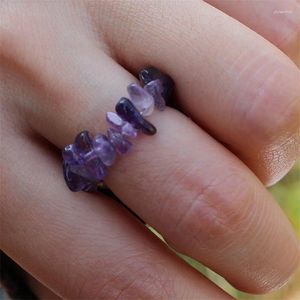Bagues de cluster faites à la main pierre naturelle extensible cristal perlé énergie guérison bijoux pour femmes fille boho style grenat anneau