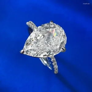 Bagues de cluster à la main Pear Cut 6ct Moissanite Diamond Ring Real 925 Sterling Silver Party Band de mariage pour femmes bijoux de fiançailles