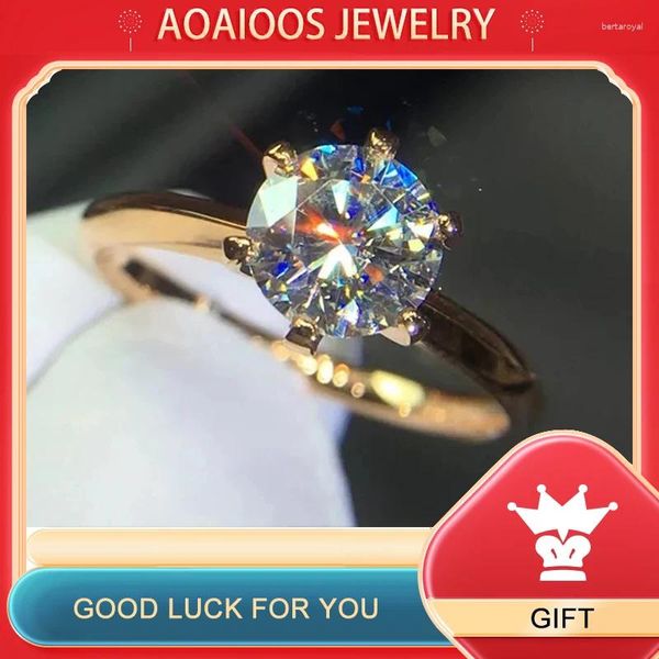 Les anneaux de cluster ont 18krgp Stamp Gold Color Solitaire 2 Zirconia Diamant Wedding Band Allergy Bijoux gratuit pour les femmes