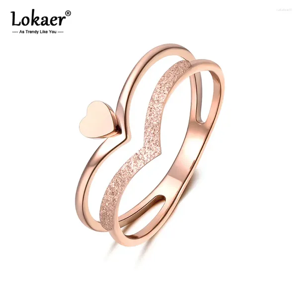 Anillos de racimo Corona en forma de corazón Anillo Molde Rosa Color oro Color Acero inoxidable Regalo de joyería para mujeres R18140