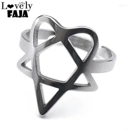 Cluster Anneaux Heartagram Symbole de lui Ring de groupe de musique pour femmes hommes en acier inoxydable creux de bijoux de doigt en métal lourd rrrxxxs03
