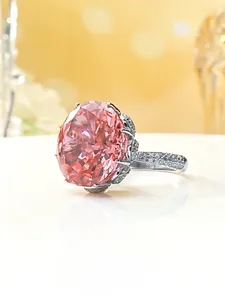 Anillos de clúster Industria pesada Papalacha anillo rosa anillo grande Gemstone diamante Diamante Femenino 925 Silver Índice Fingo Personalidad