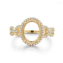 Clusterringen Helon 10x8mm Ovaal gesneden vast 14K geel goud Au585 0.3ct Natuurlijke diamanten verloving Wedding Women Trendy sieraden Semi Mount