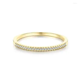Cluster-Ringe HELON Solid 14K Gelbgold AU585 Pave 0,15 ct echte natürliche Diamanten Verlobung Ehering Frauen feiner Schmuck