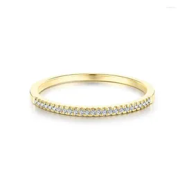 Anillos de racimo HELON Sólido 14K Oro amarillo AU585 Pave 0.15ct Diamantes naturales genuinos Compromiso Anillo de boda Mujeres Joyería fina