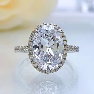 Cluster ringen hoge koolstof diamant imitatie ring S925 zilvervoorstel 9 13 ovaal gele vrouw