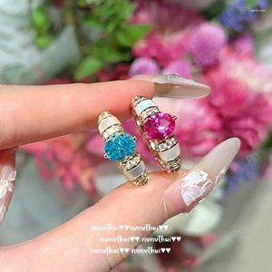 Anillos de racimo Topacio azul marino de alto carbono para mujeres 18k chapado en oro blanco exquisito anillo de compromiso de boda de cristal ovalado joyería fina