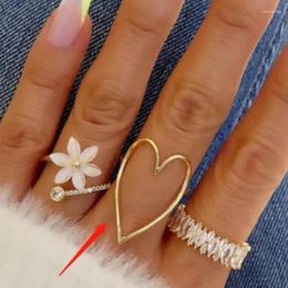 Anillos de racimo Joyas de PVD de alta gama al por mayor no empañado la tendencia de acero inoxidable en forma de corazón para mujeres Party Girl