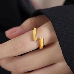 Кольца кластера, высококачественное кольцо с блестящим цирконом с PVD для женщин, винтажное золотого цвета, необычные модные ювелирные изделия, подарок